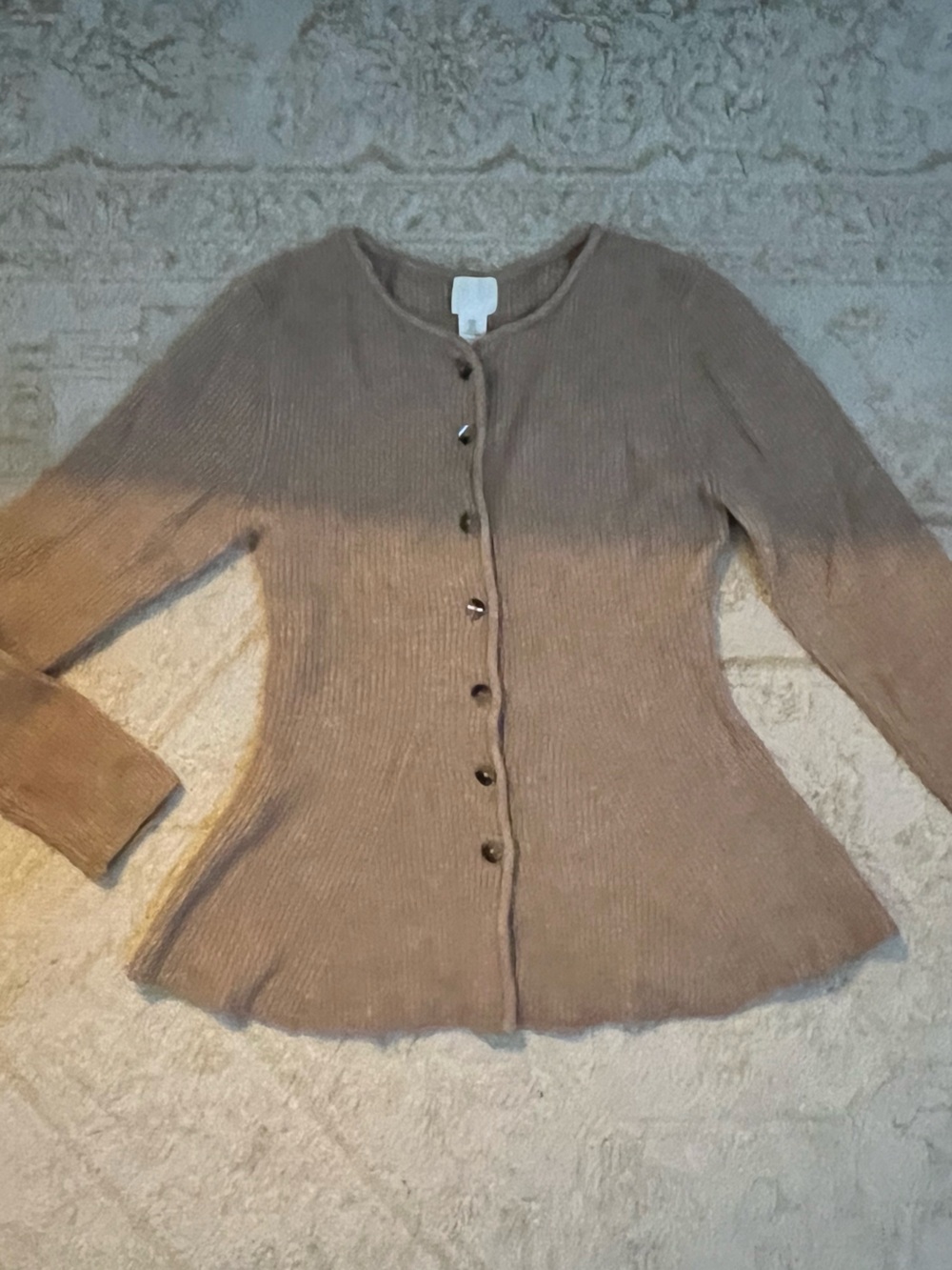 H&M Taupe Ribbed Button-Front Women's Cardigan